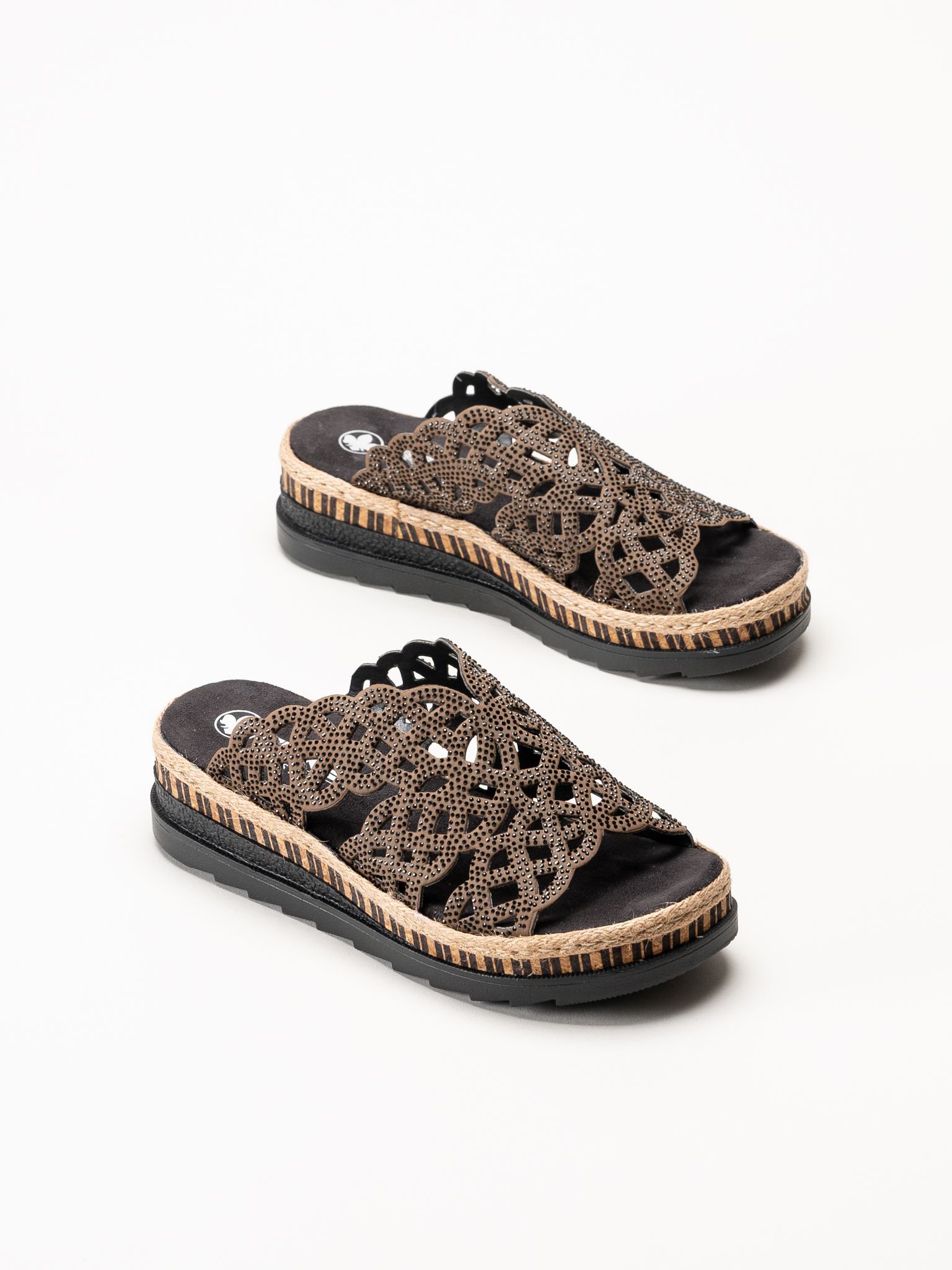 Rieker - Mörkbruna slip in sandaler
