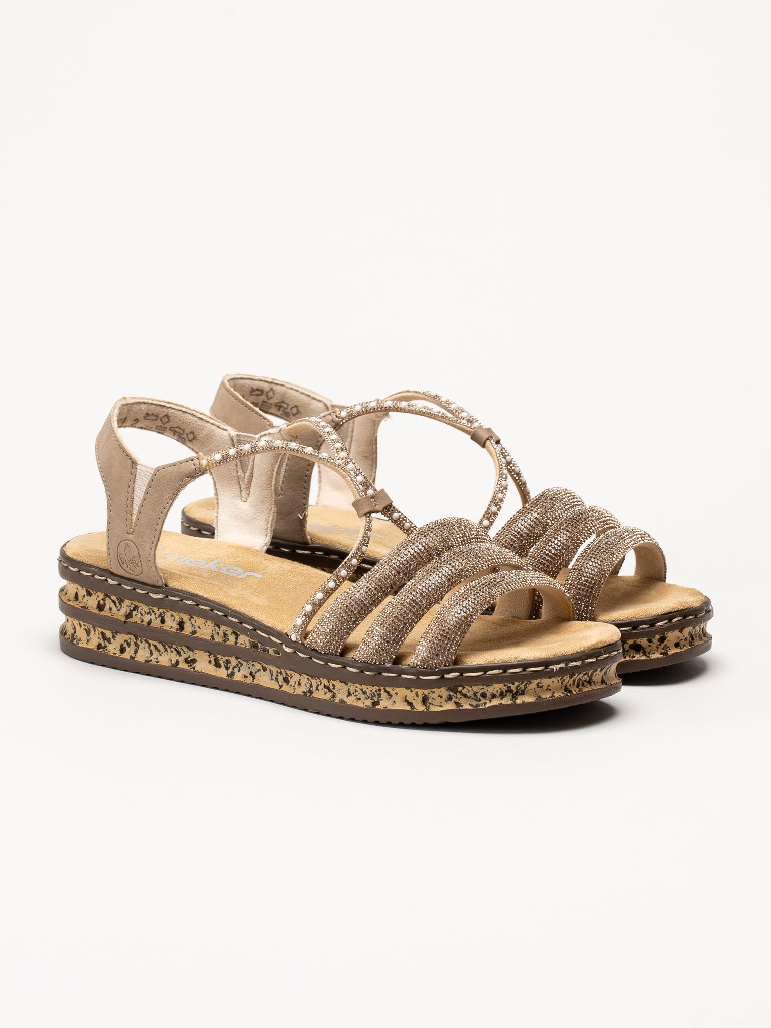 Rieker - Guldfärgade sandaletter