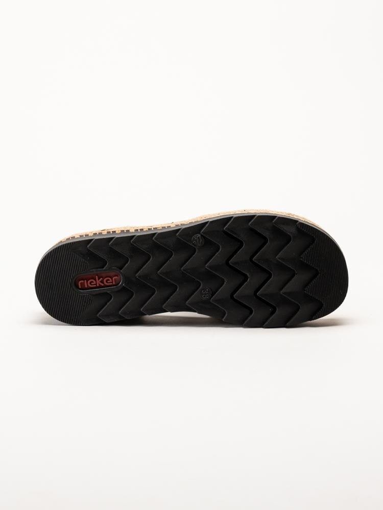 Rieker - Svarta sandaler med kilklack