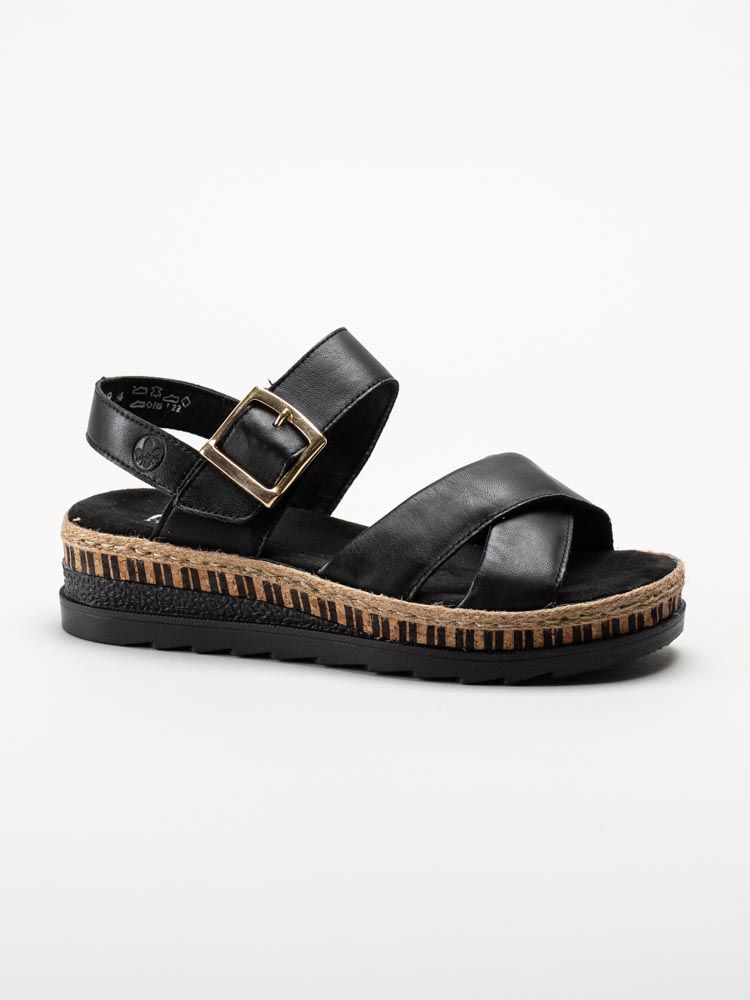 Rieker - Svarta platåsandaler