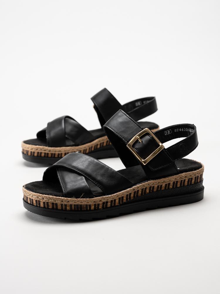 Rieker - Svarta platåsandaler