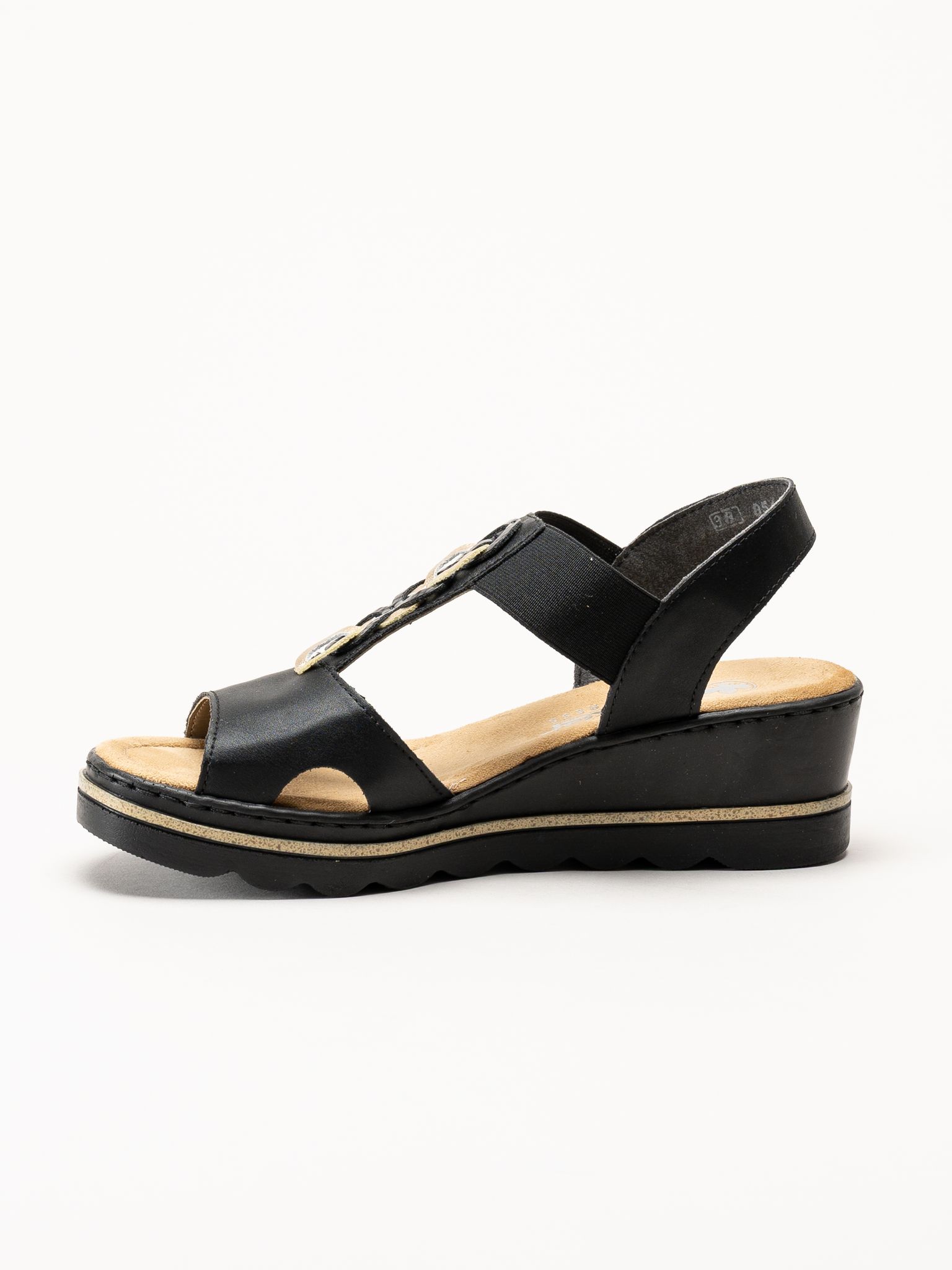 Rieker - Svarta sandaletter med kilklack