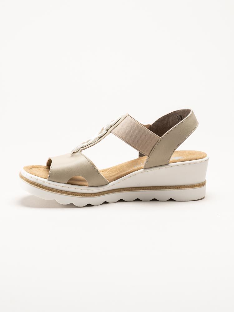 Rieker - Beige sandaletter med kilklack