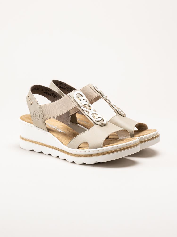Rieker - Beige sandaletter med kilklack