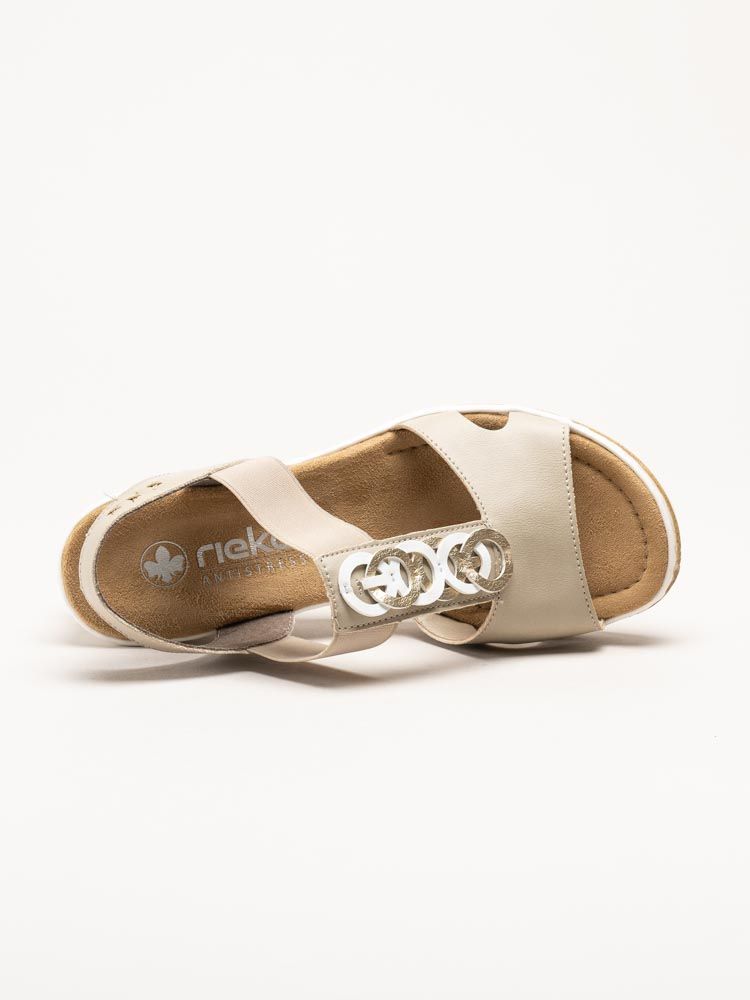 Rieker - Beige sandaletter med kilklack