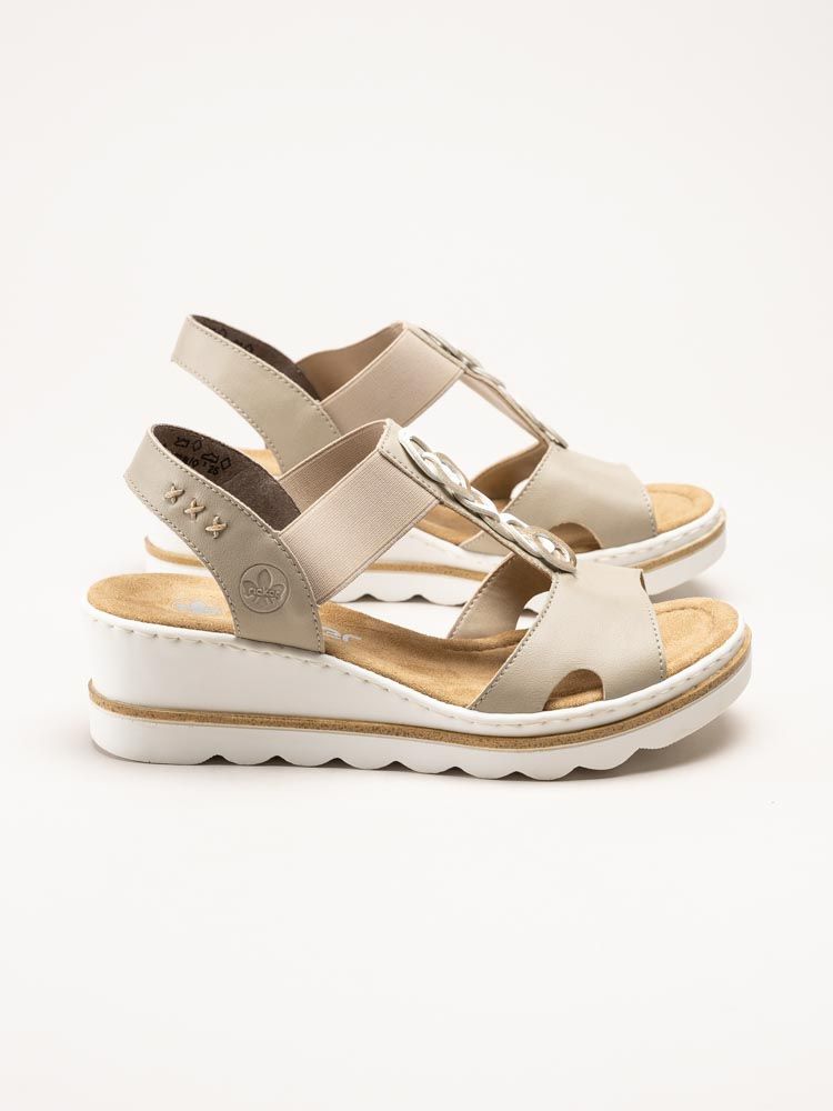 Rieker - Beige sandaletter med kilklack
