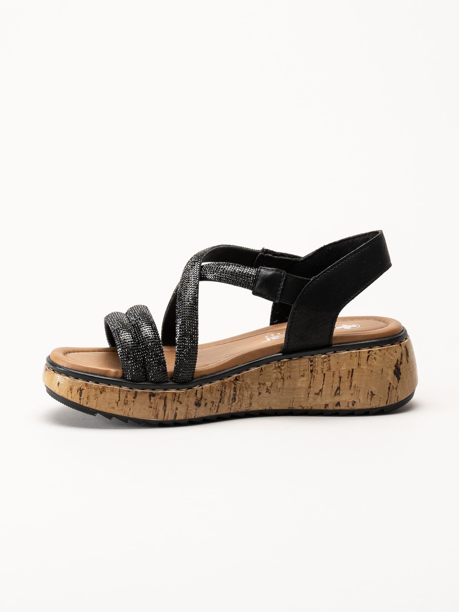 Rieker - Svarta platåsandaletter
