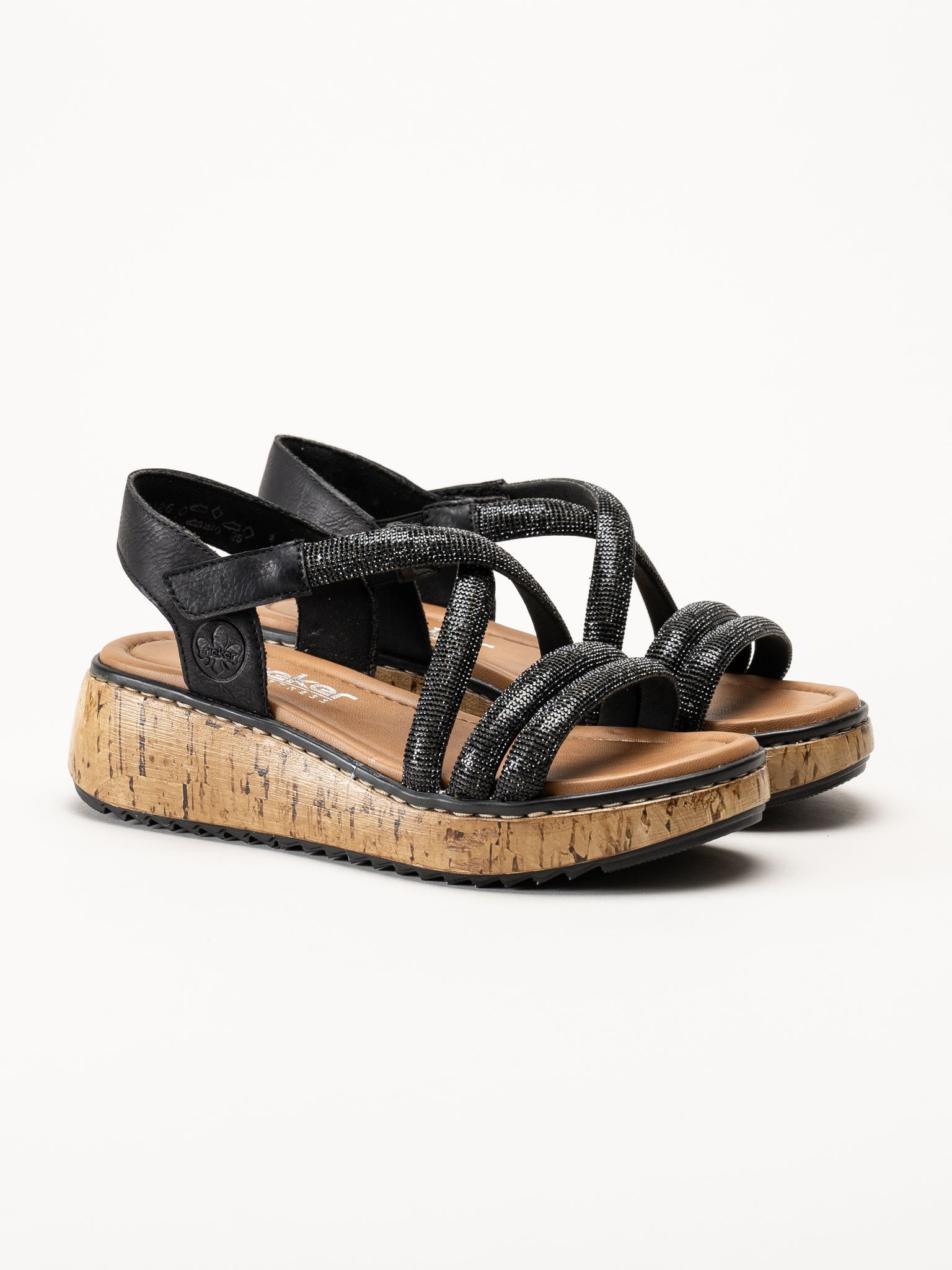Rieker - Svarta platåsandaletter