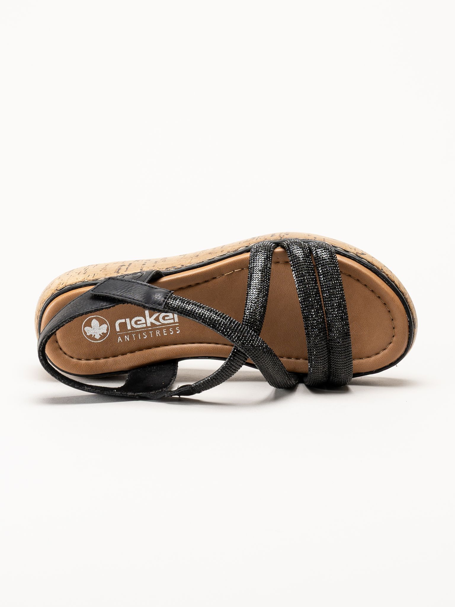 Rieker - Svarta platåsandaletter