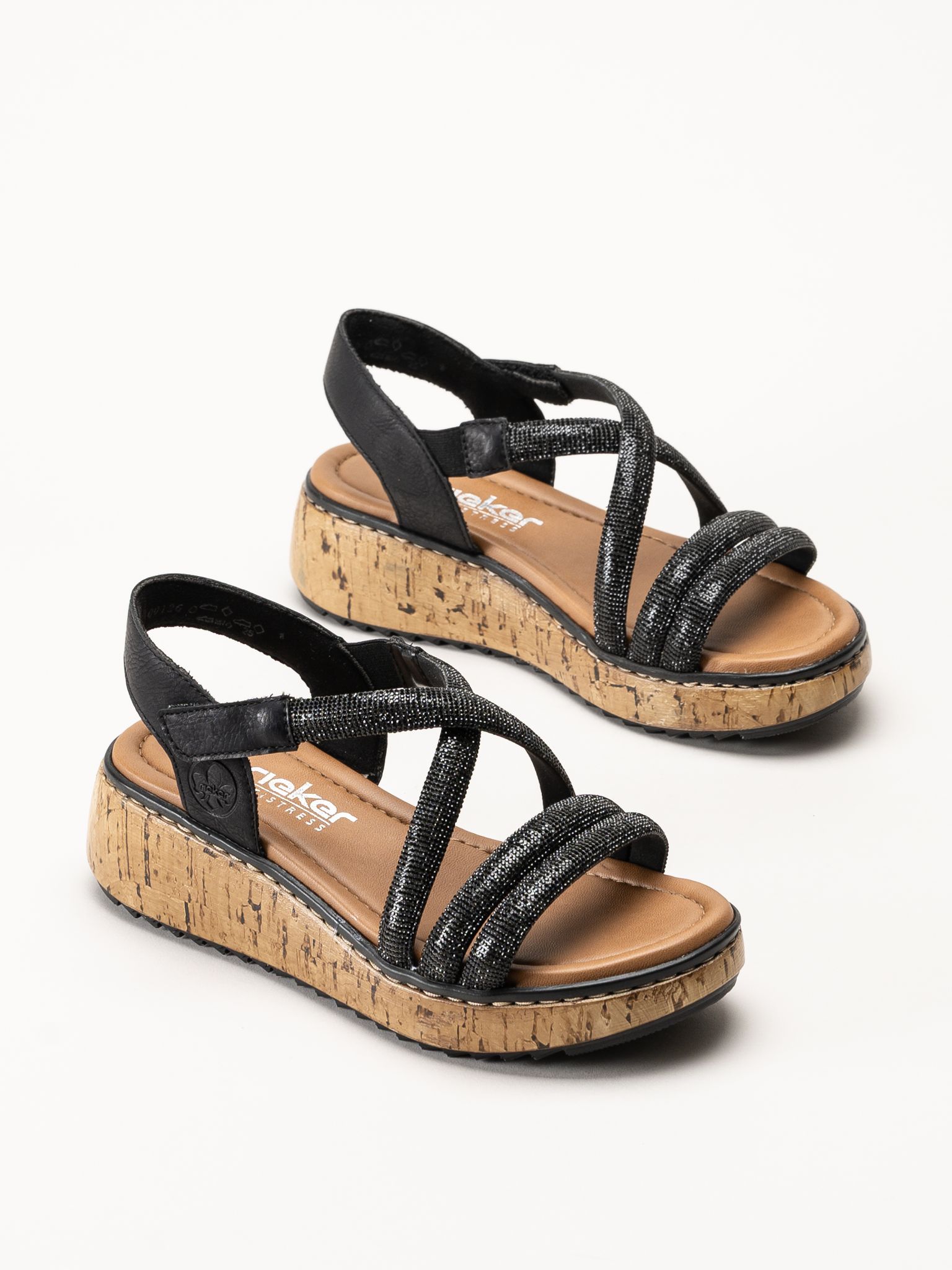 Rieker - Svarta platåsandaletter