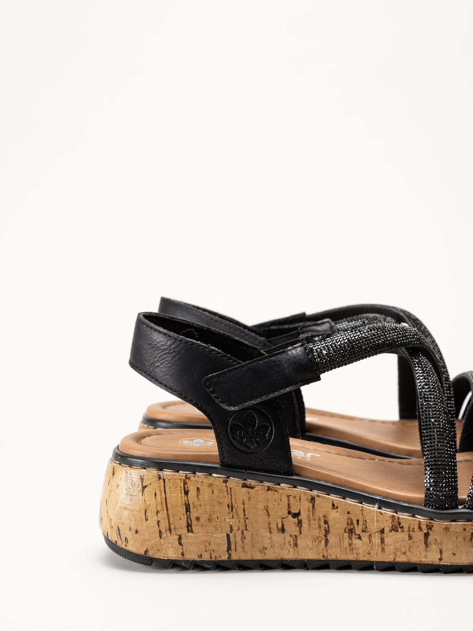 Rieker - Svarta platåsandaletter