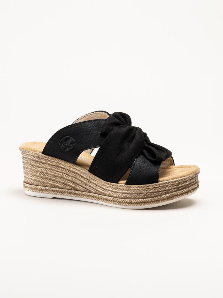 Rieker - Svarta sandaletter med kilklack