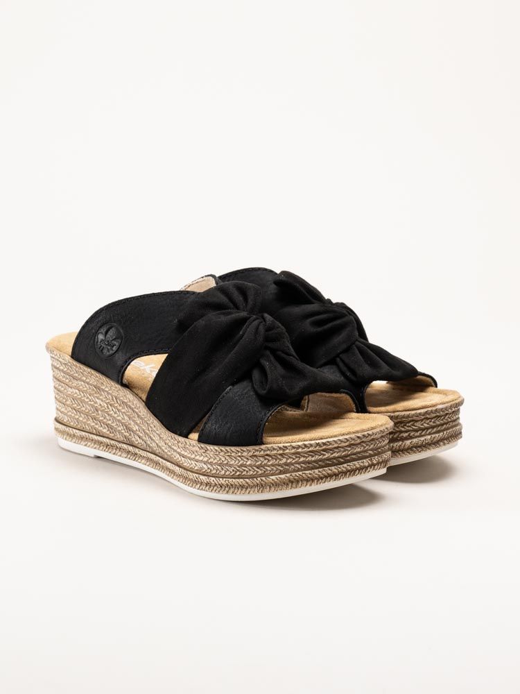 Rieker - Svarta sandaletter med kilklack