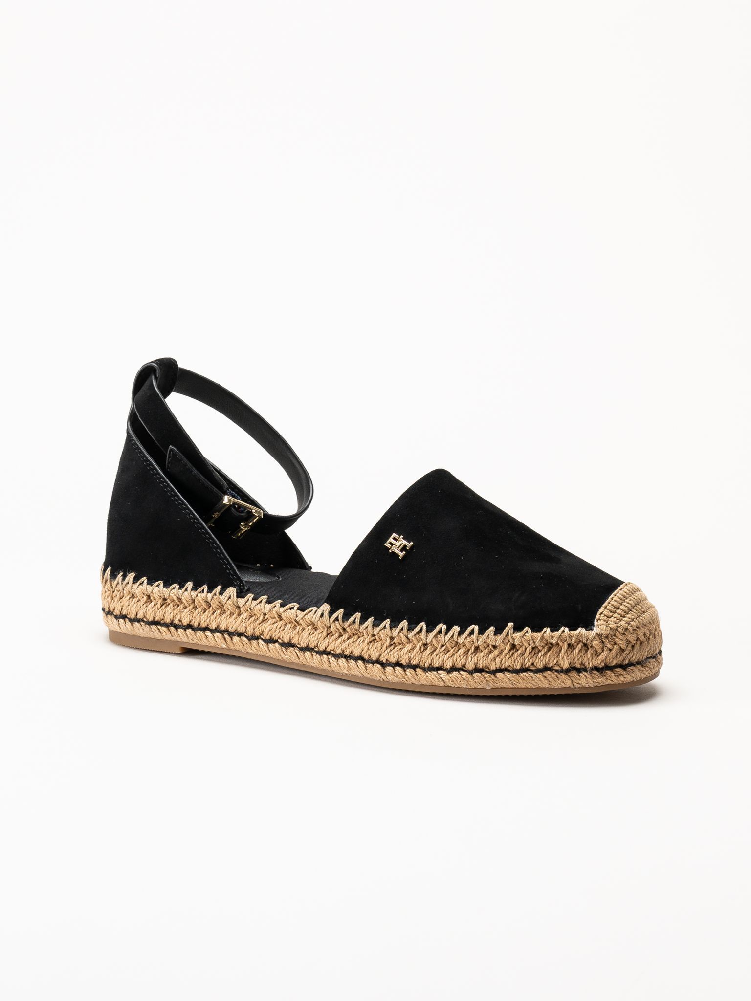 Tommy Hilfiger - Platform Suede Strap - Svarta espadrillos i mocka