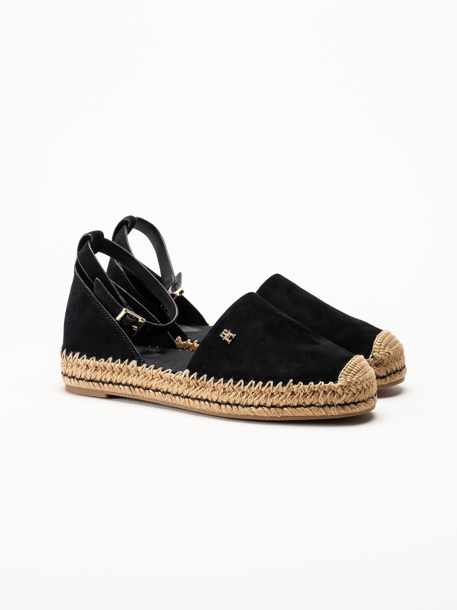 Tommy Hilfiger - Platform Suede Strap - Svarta espadrillos i mocka