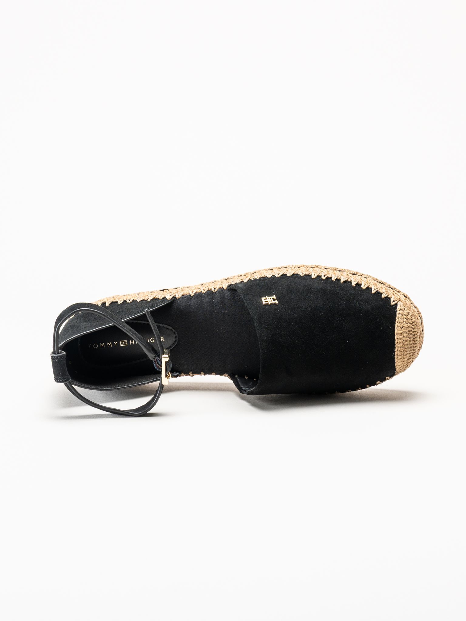Tommy Hilfiger - Platform Suede Strap - Svarta espadrillos i mocka