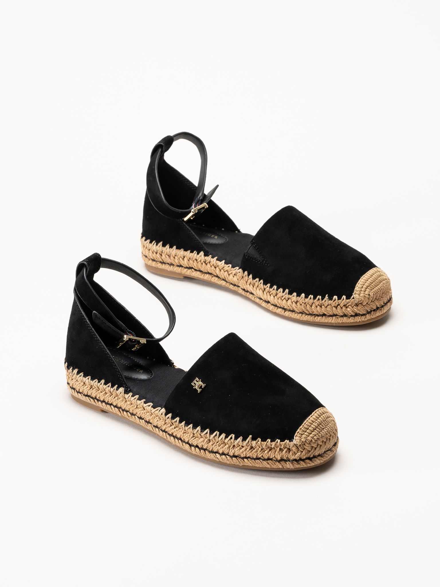 Tommy Hilfiger - Platform Suede Strap - Svarta espadrillos i mocka