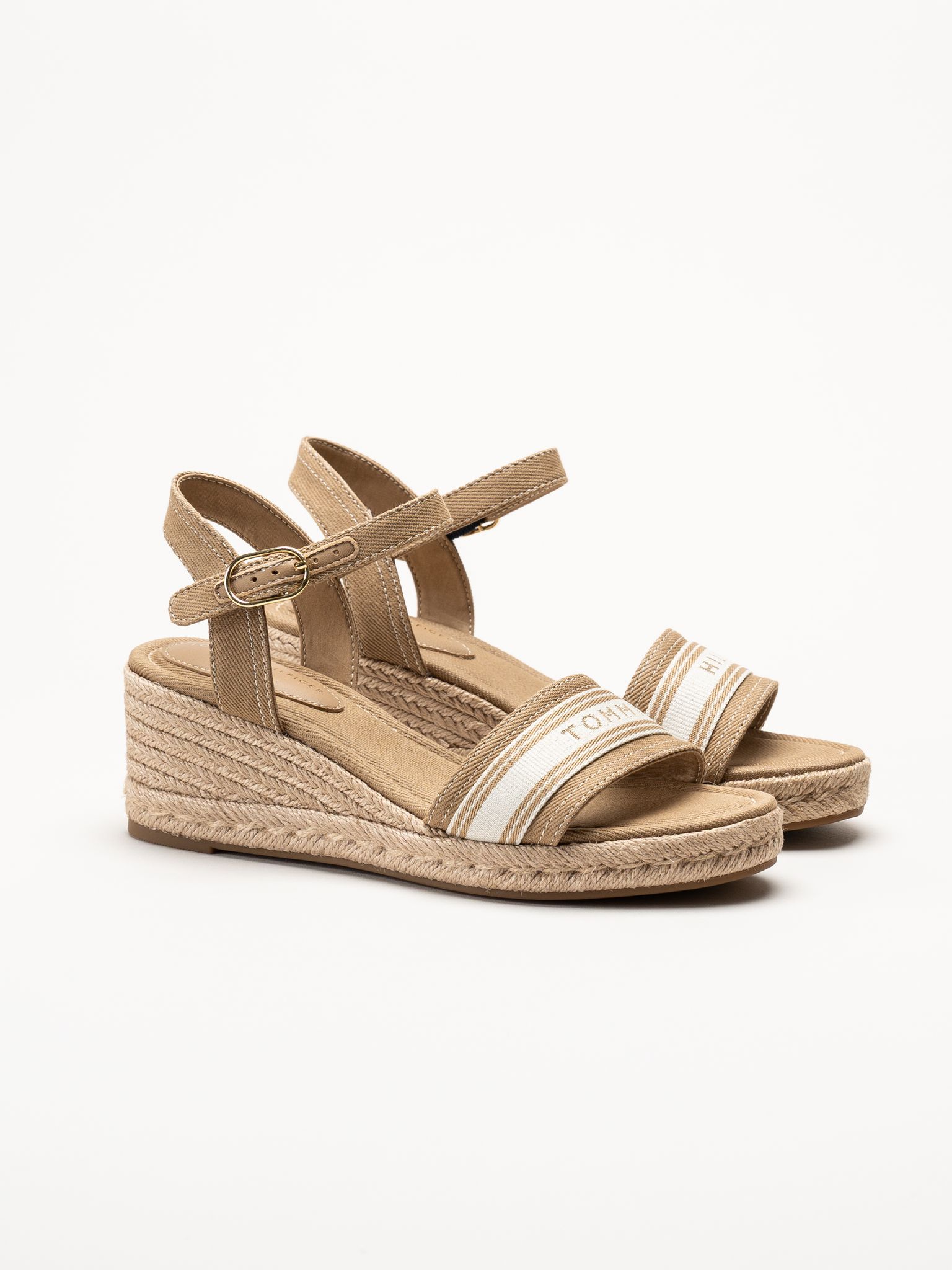 Tommy Hilfiger - Wedge Webbing - Beige espadrillos med kilklack
