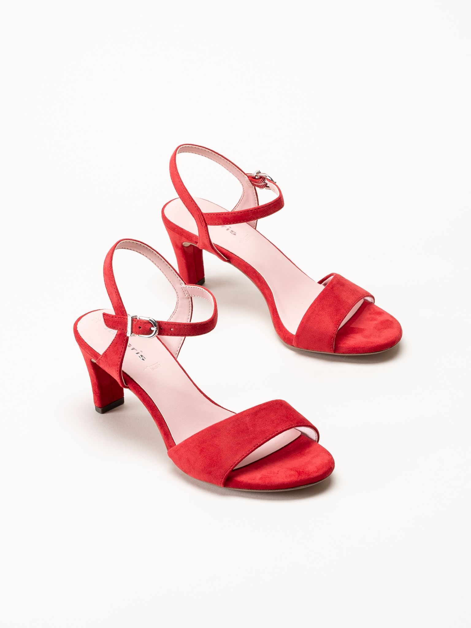 Tamaris - Röda sandaletter i textil