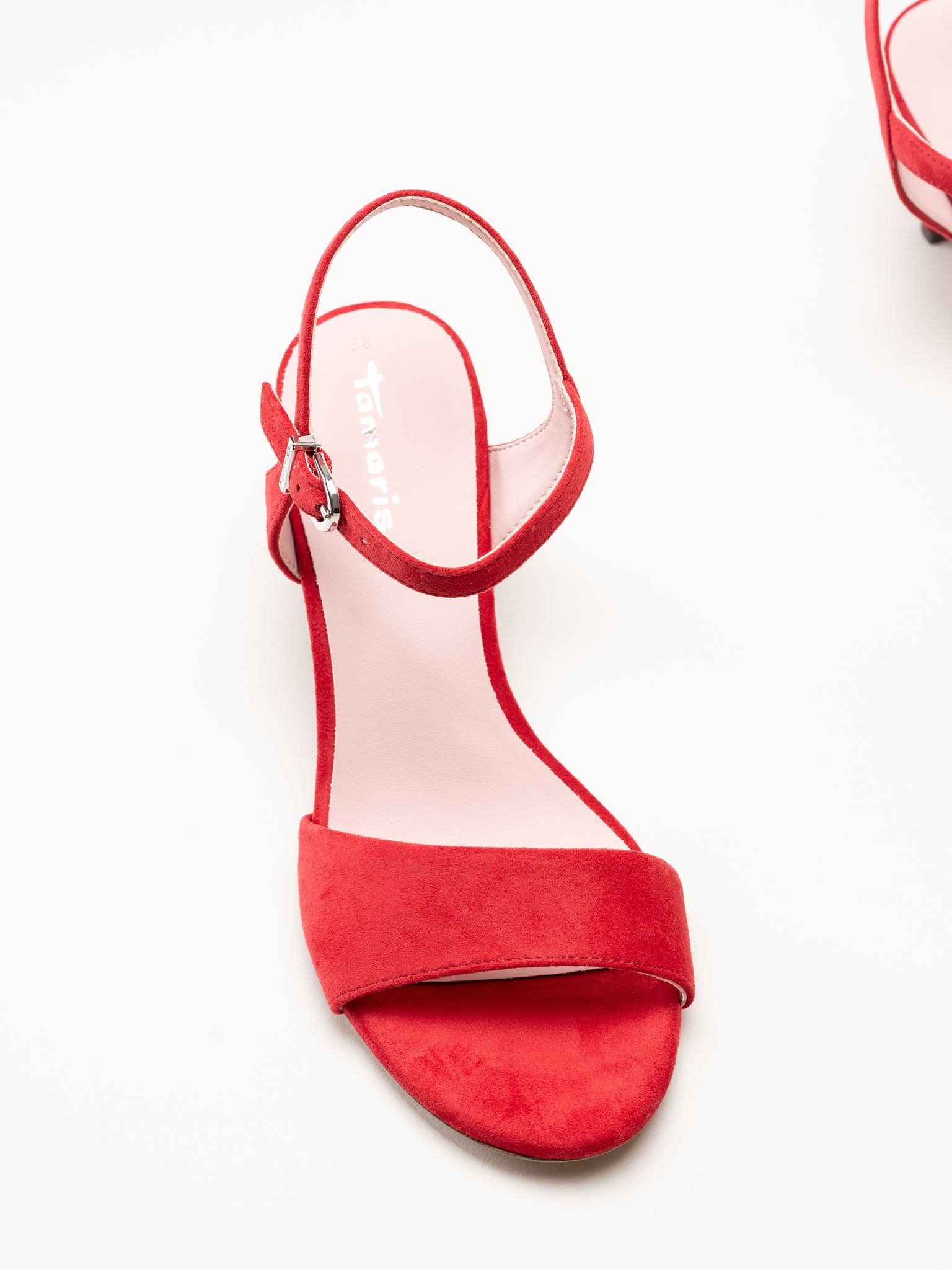 Tamaris - Röda sandaletter i textil