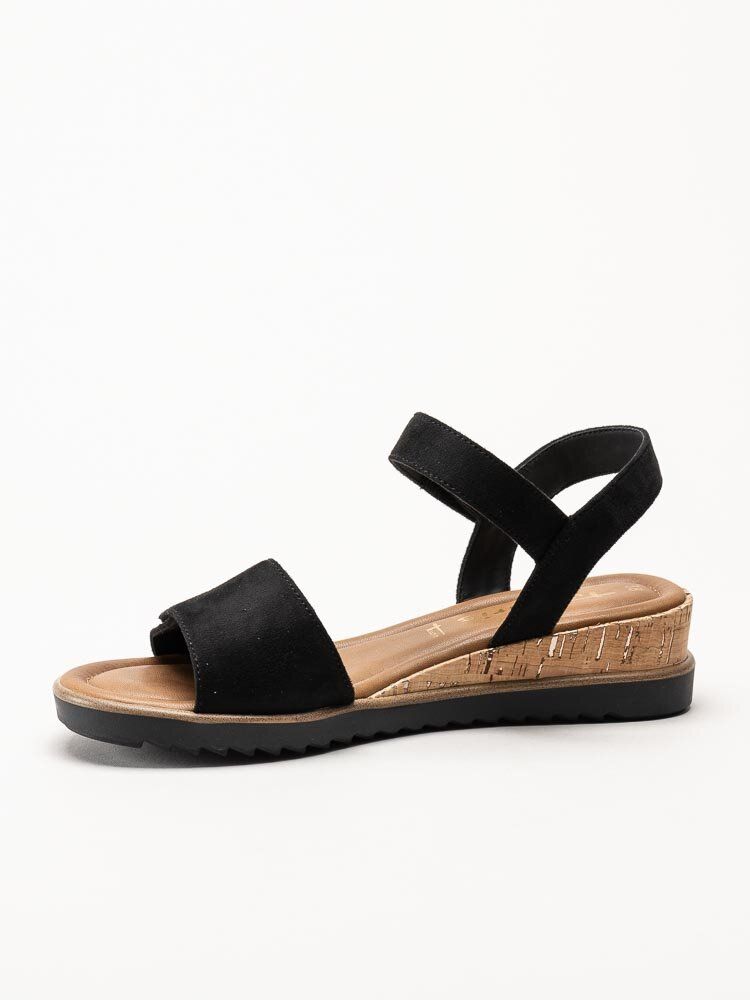 Tamaris - Svarta sandaletter med kilklack
