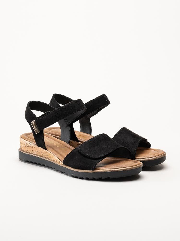Tamaris - Svarta sandaletter med kilklack