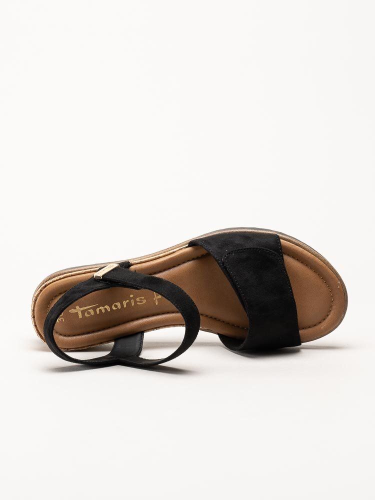 Tamaris - Svarta sandaletter med kilklack