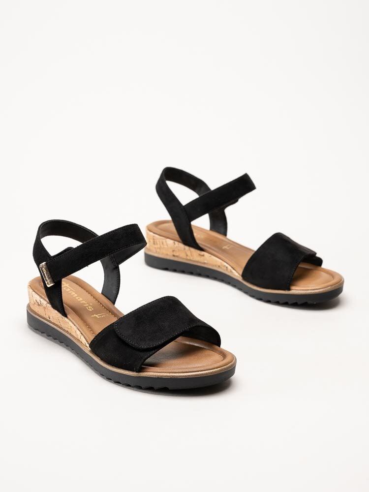 Tamaris - Svarta sandaletter med kilklack