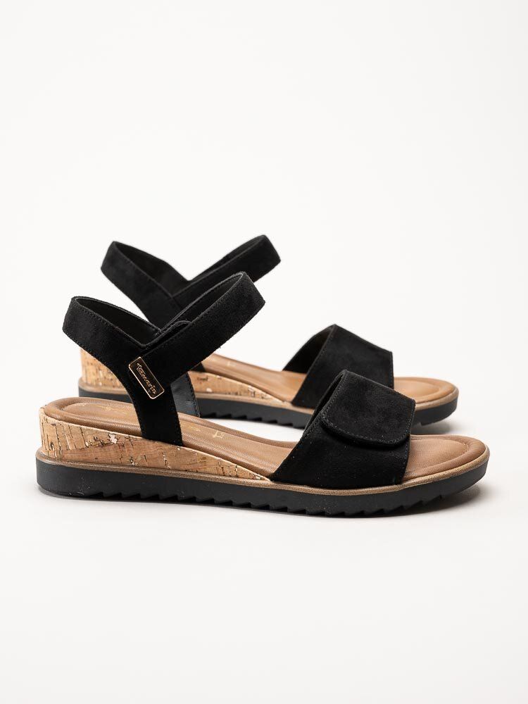 Tamaris - Svarta sandaletter med kilklack