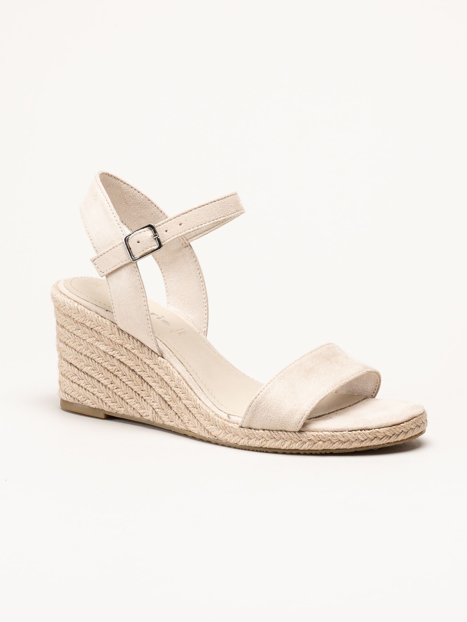 Tamaris - Beige espadrillos med kilklack