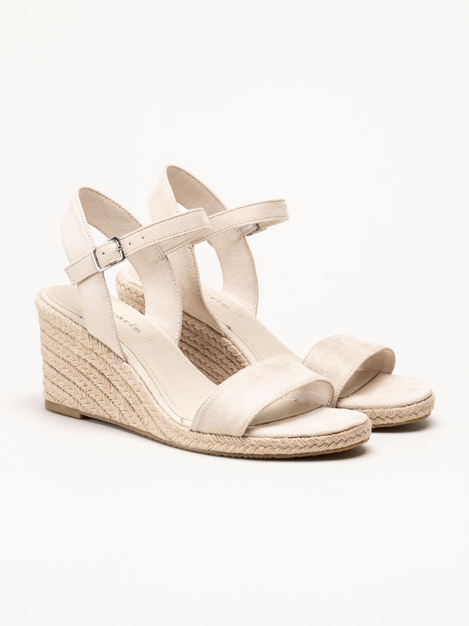 Tamaris - Beige espadrillos med kilklack