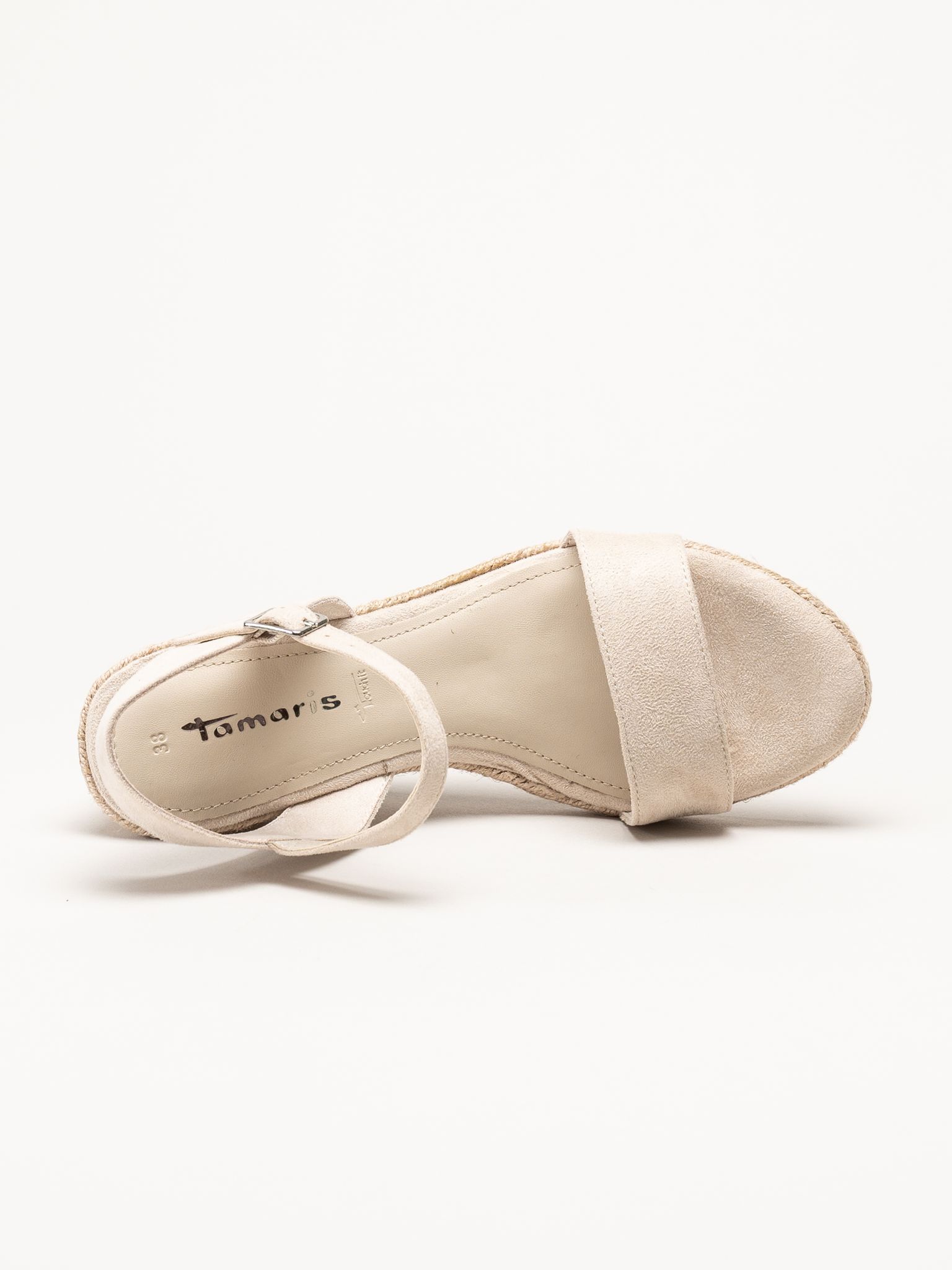 Tamaris - Beige espadrillos med kilklack