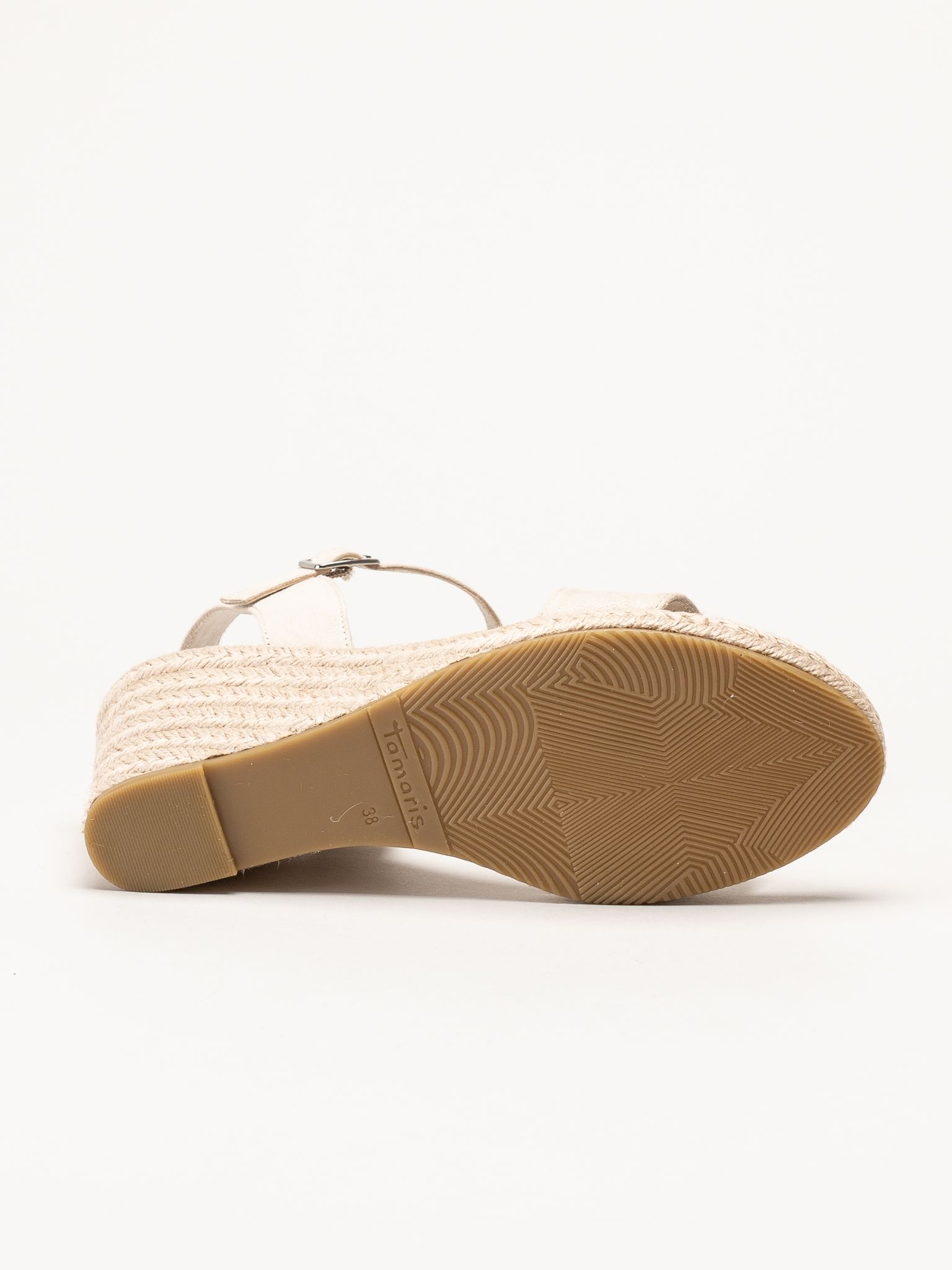 Tamaris - Beige espadrillos med kilklack
