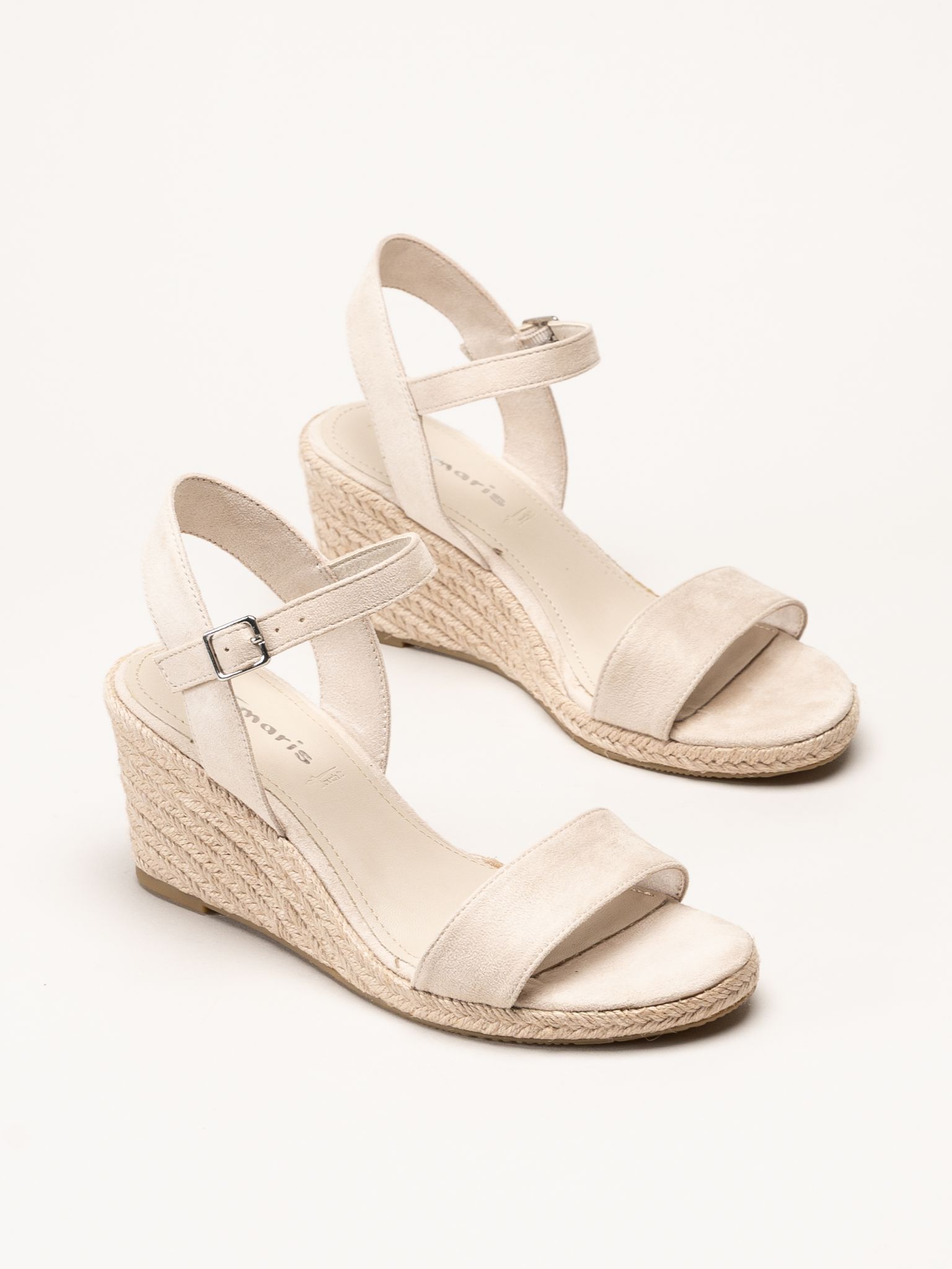 Tamaris - Beige espadrillos med kilklack