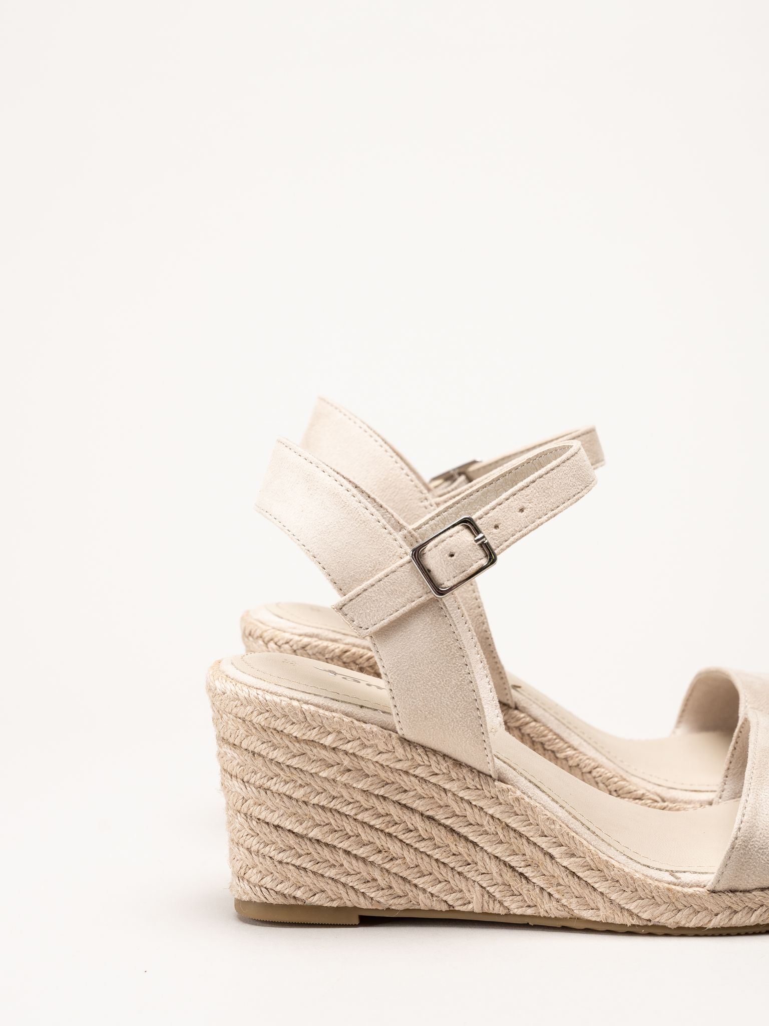 Tamaris - Beige espadrillos med kilklack