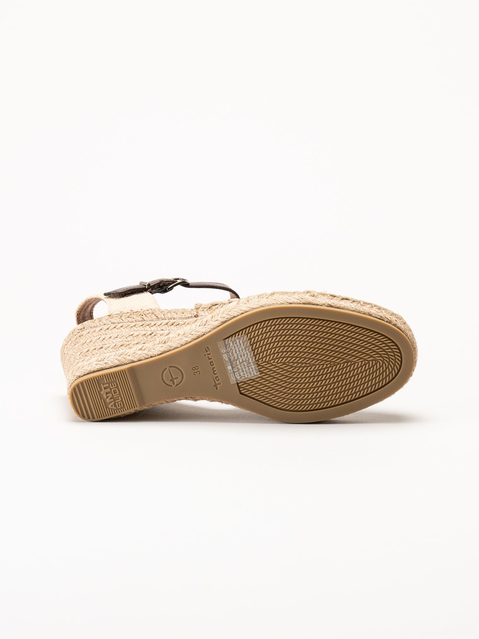 Tamaris - Mörkbruna espadrillos med kilklack