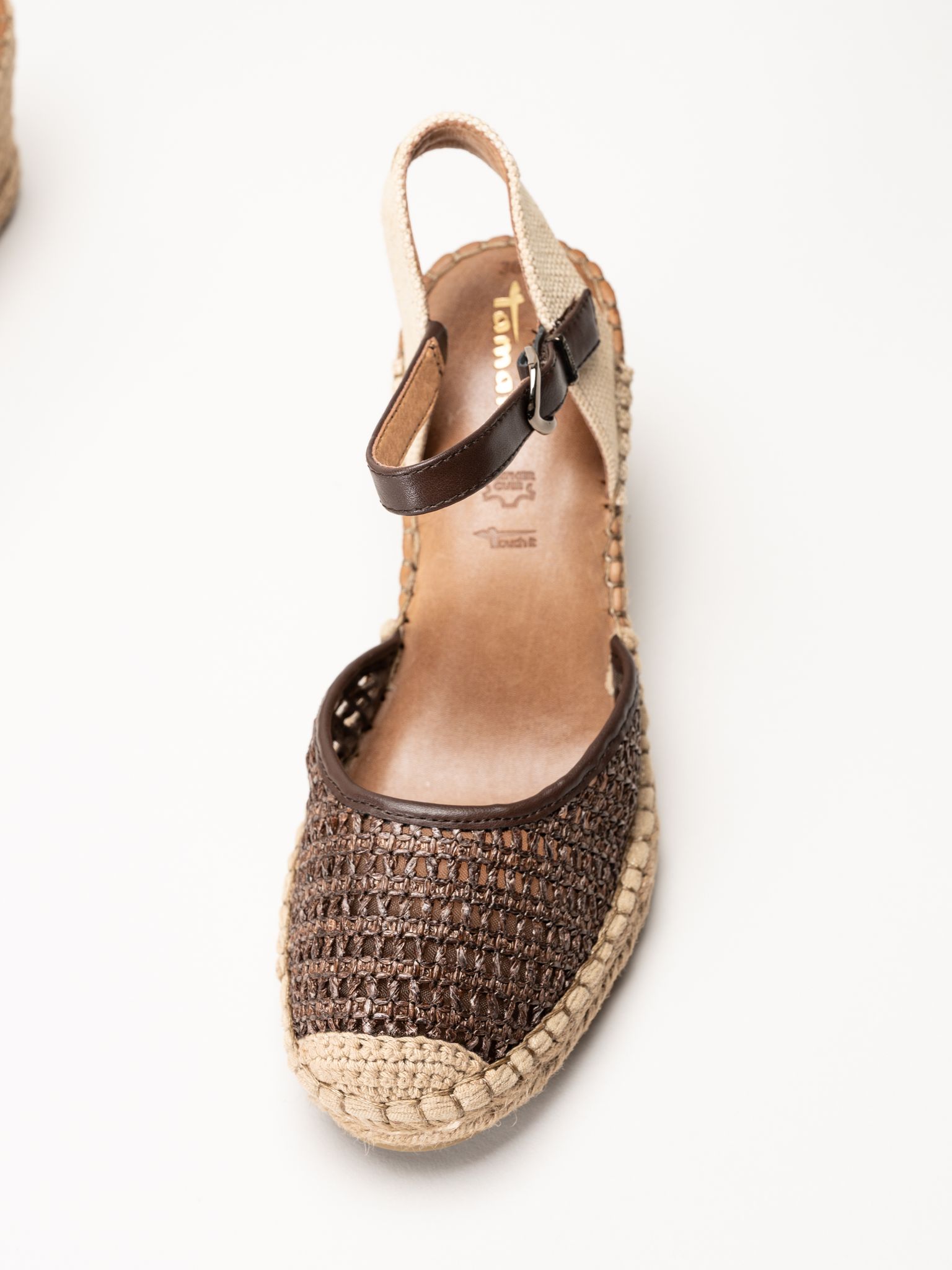Tamaris - Mörkbruna espadrillos med kilklack
