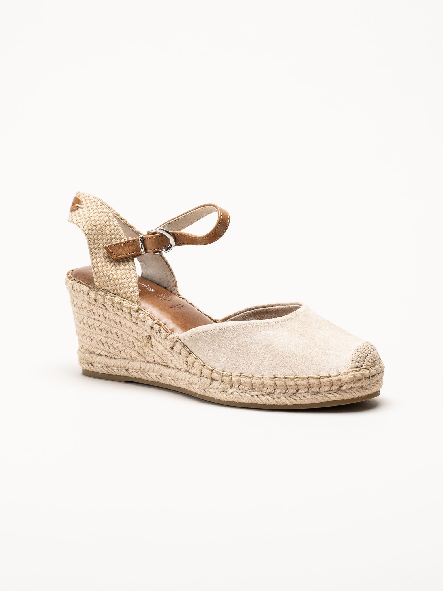 Tamaris - Beige espadrillos med kilklack