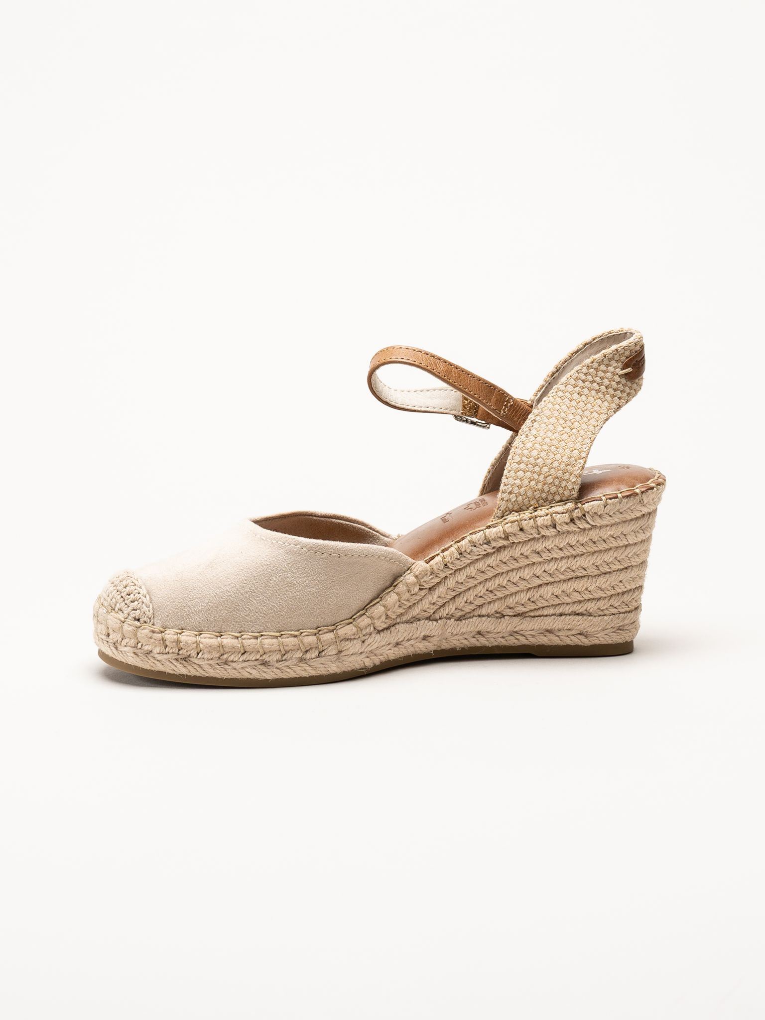 Tamaris - Beige espadrillos med kilklack