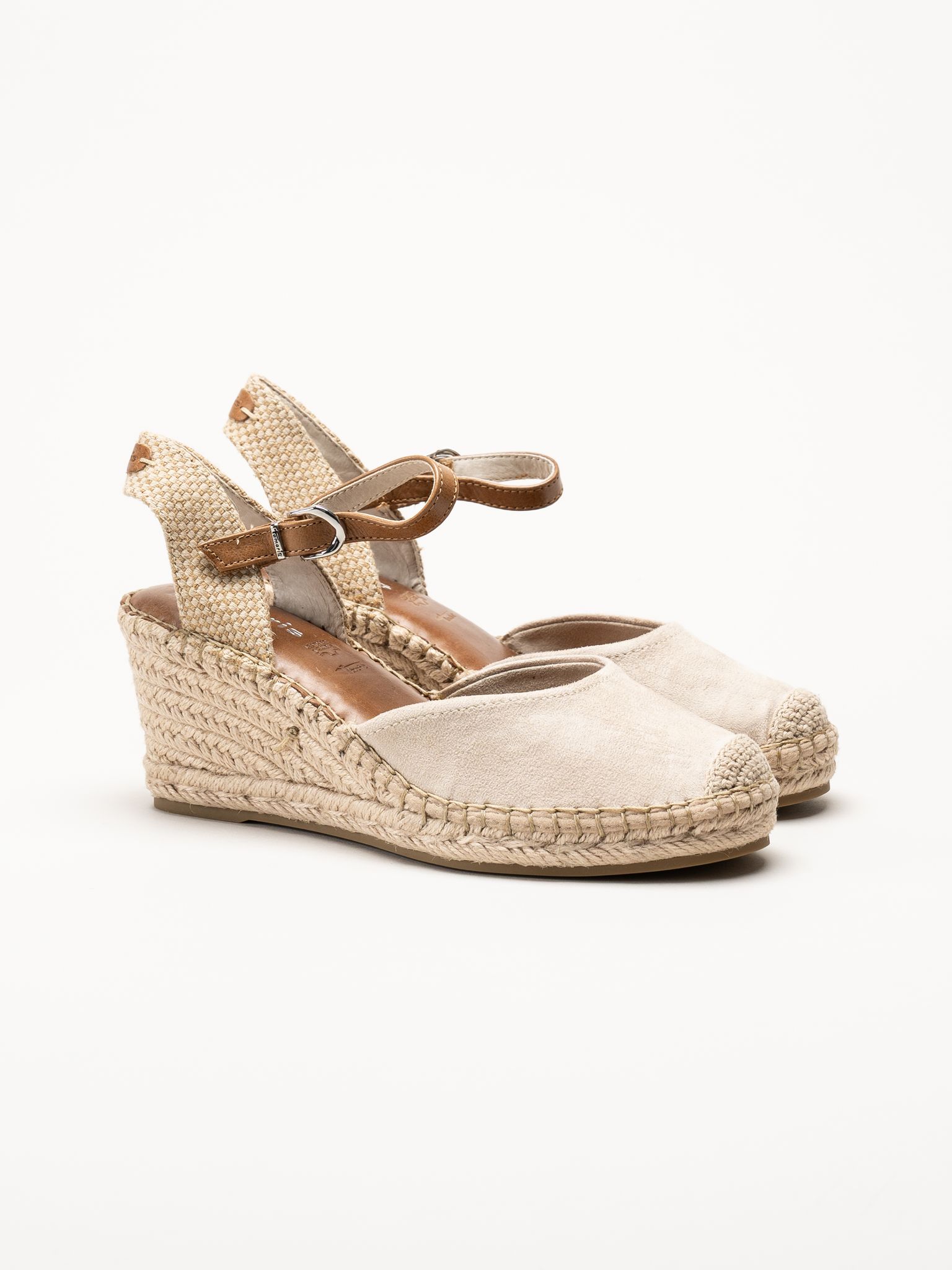 Tamaris - Beige espadrillos med kilklack