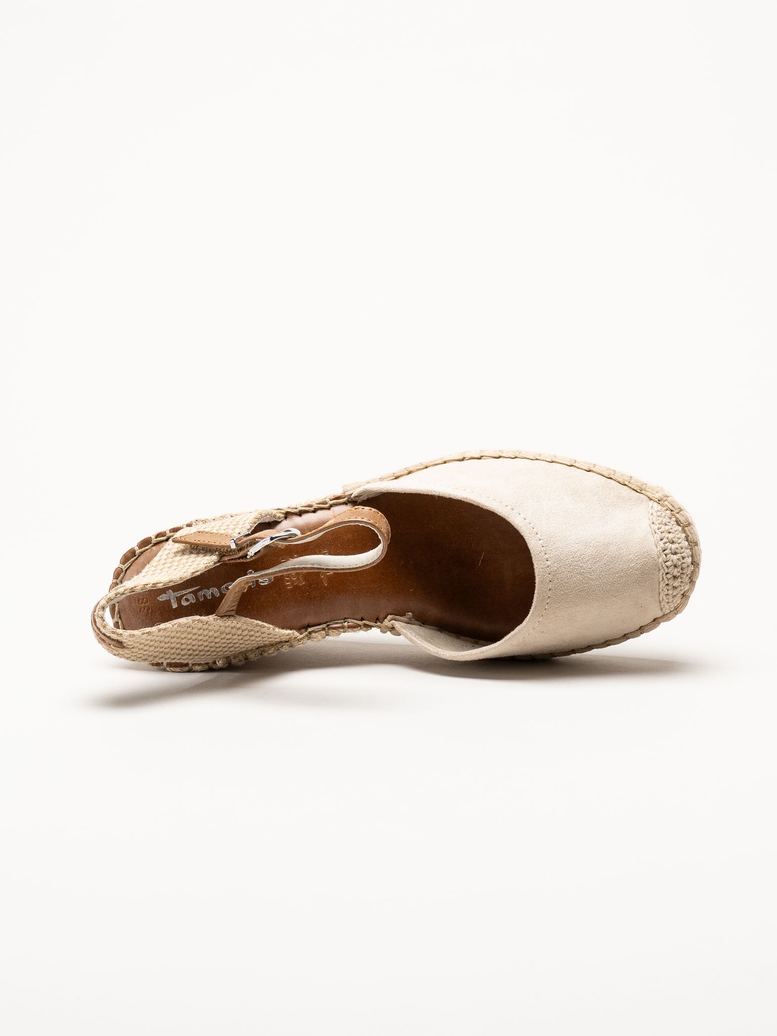 Tamaris - Beige espadrillos med kilklack