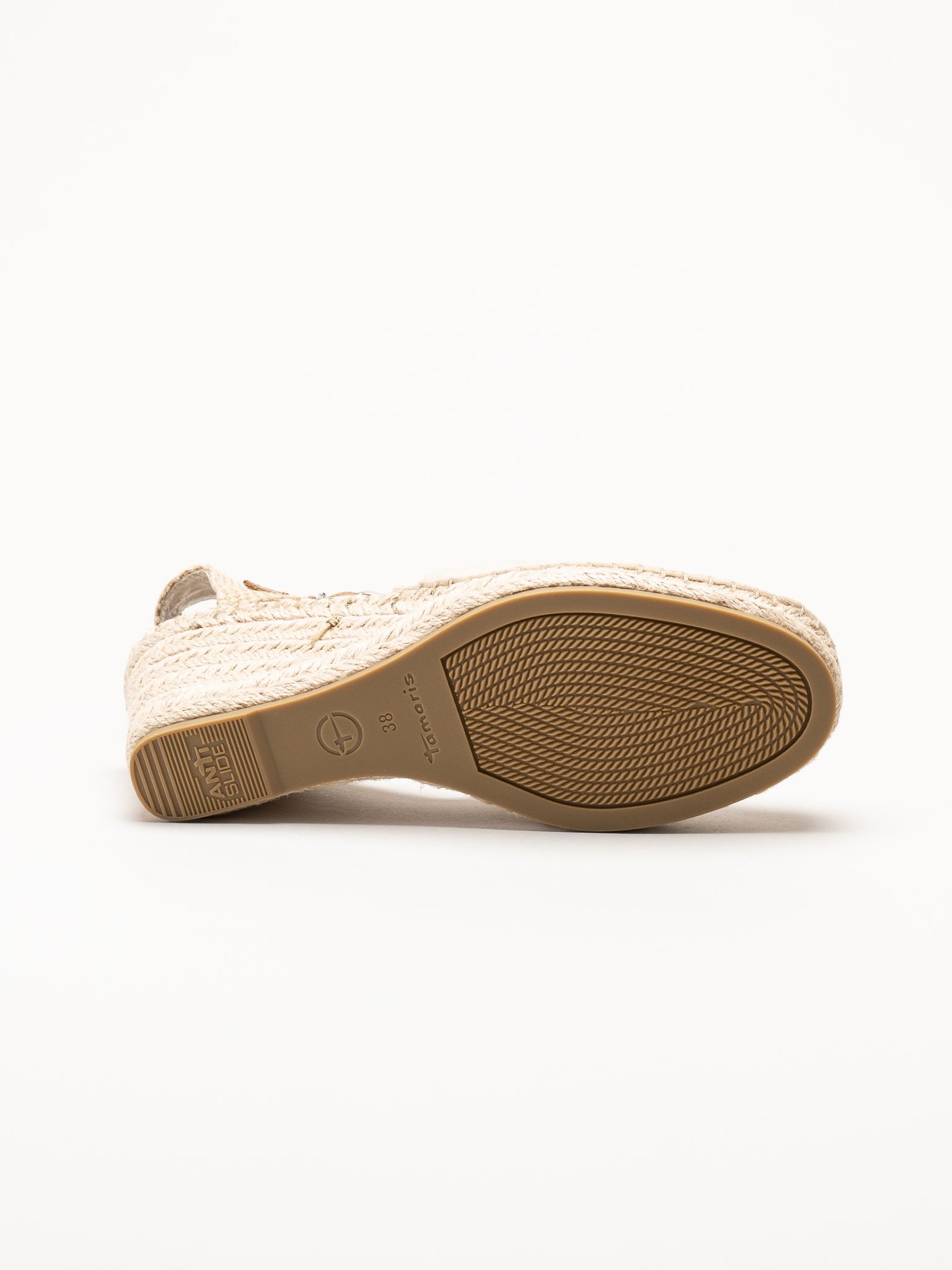 Tamaris - Beige espadrillos med kilklack