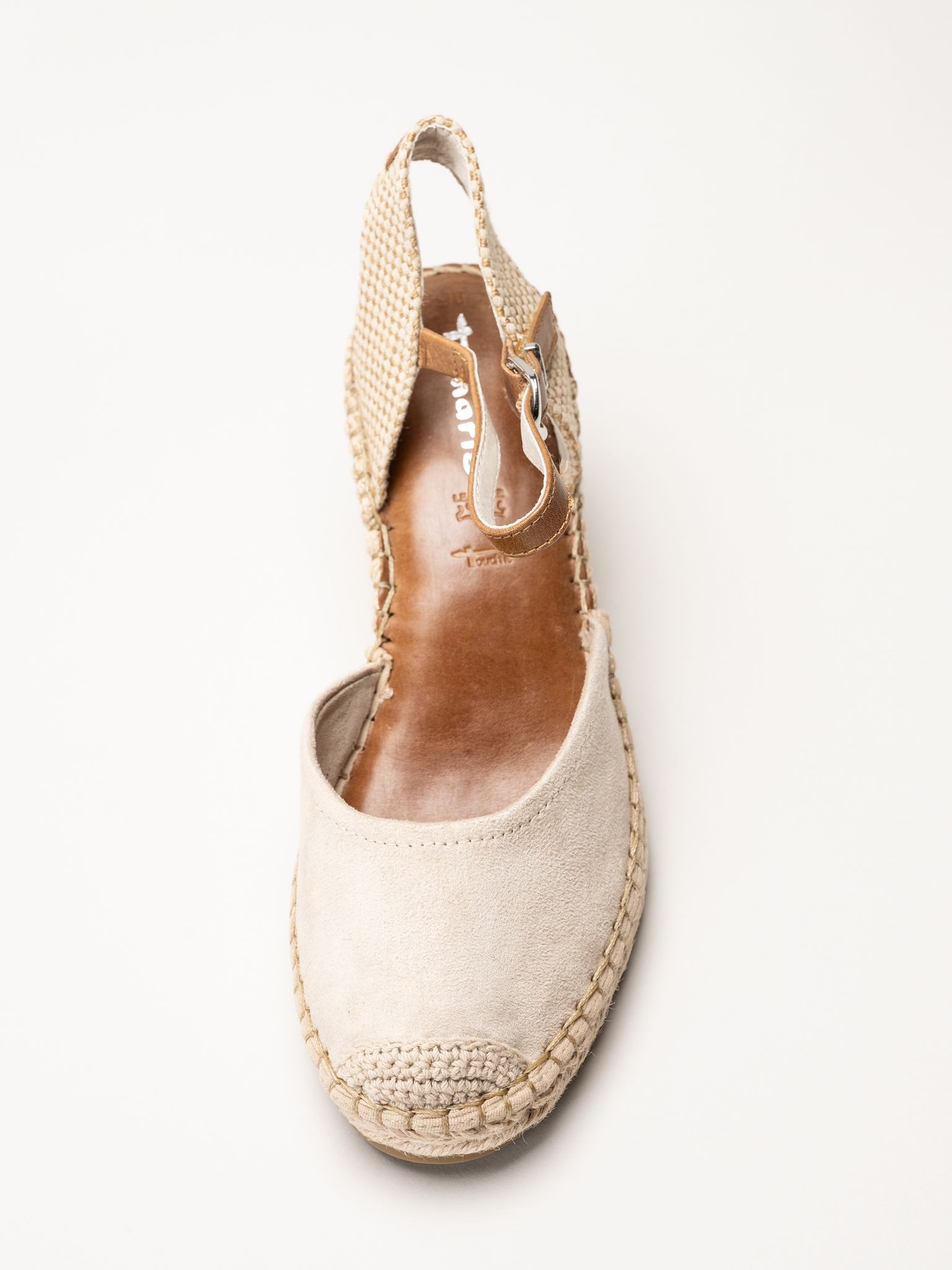 Tamaris - Beige espadrillos med kilklack