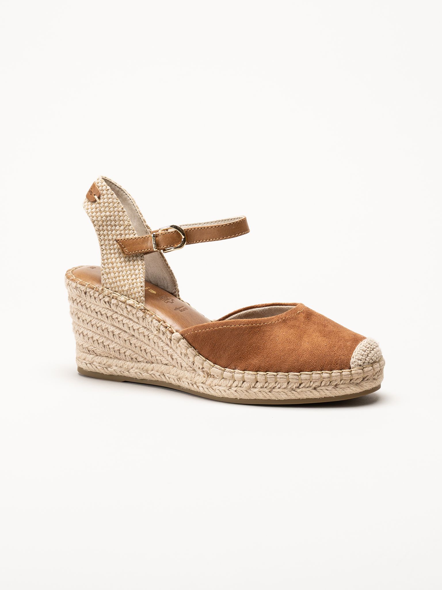 Tamaris - Ljusbruna espadrillos med kilklack