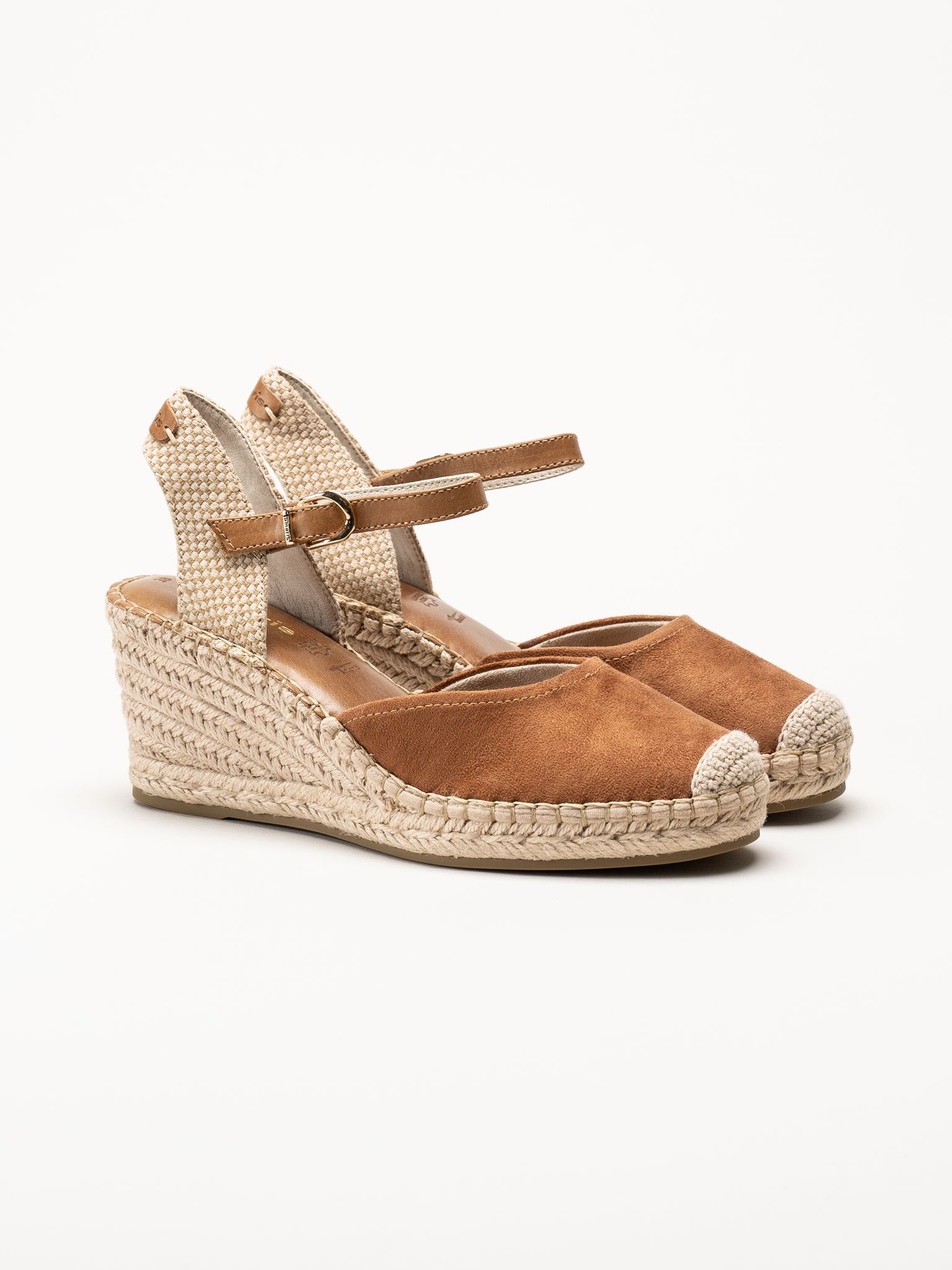 Tamaris - Ljusbruna espadrillos med kilklack