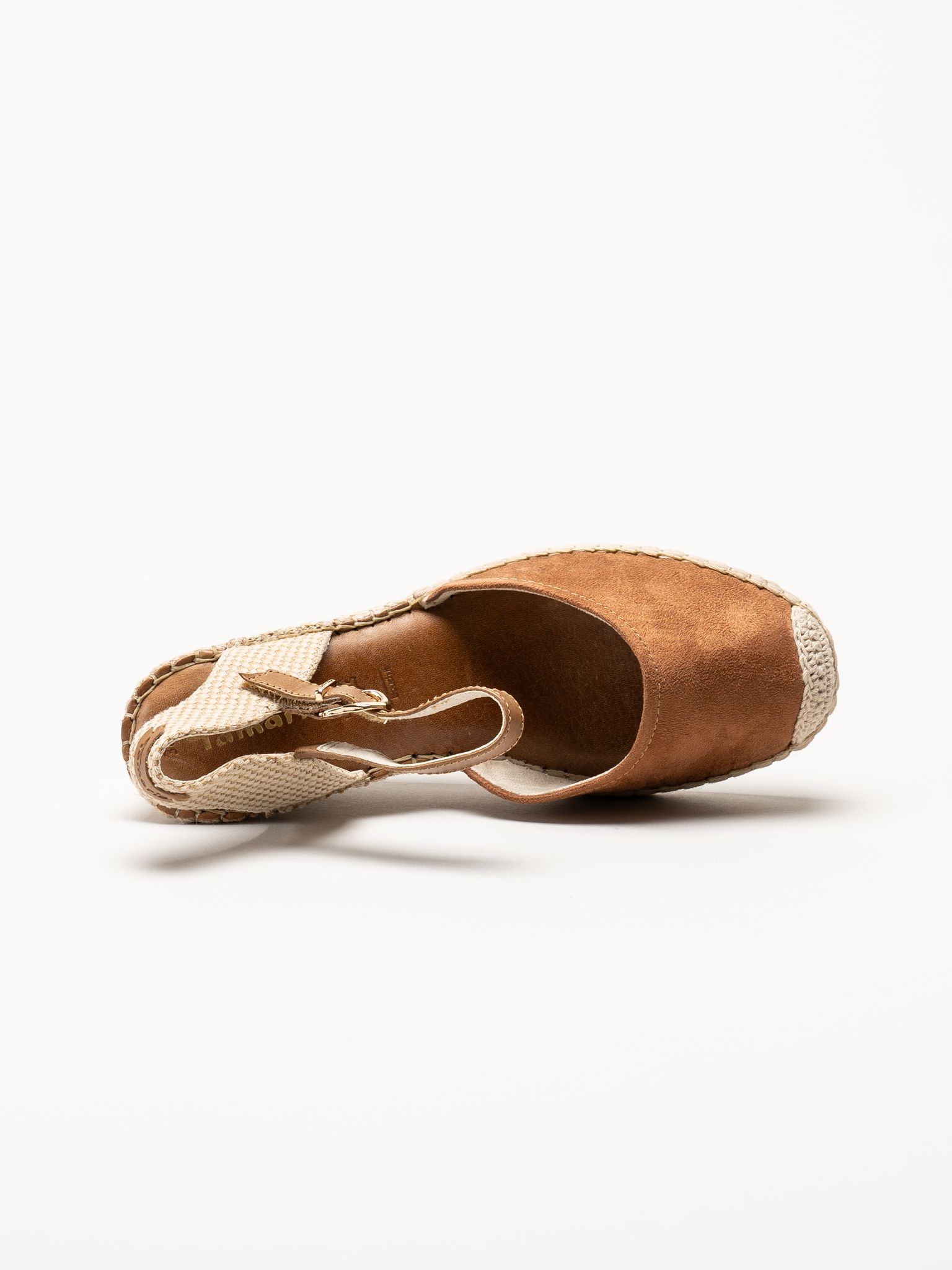 Tamaris - Ljusbruna espadrillos med kilklack