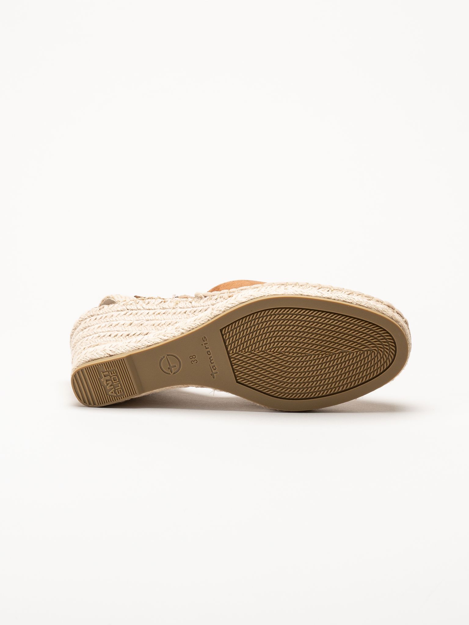 Tamaris - Ljusbruna espadrillos med kilklack
