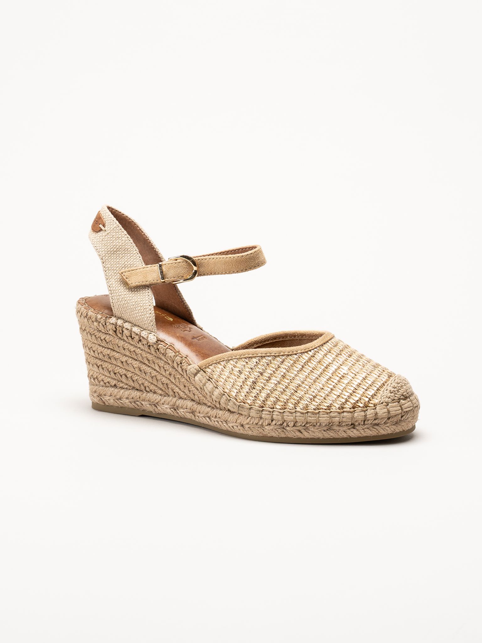Tamaris - Guldiga espadrillos med kilklack