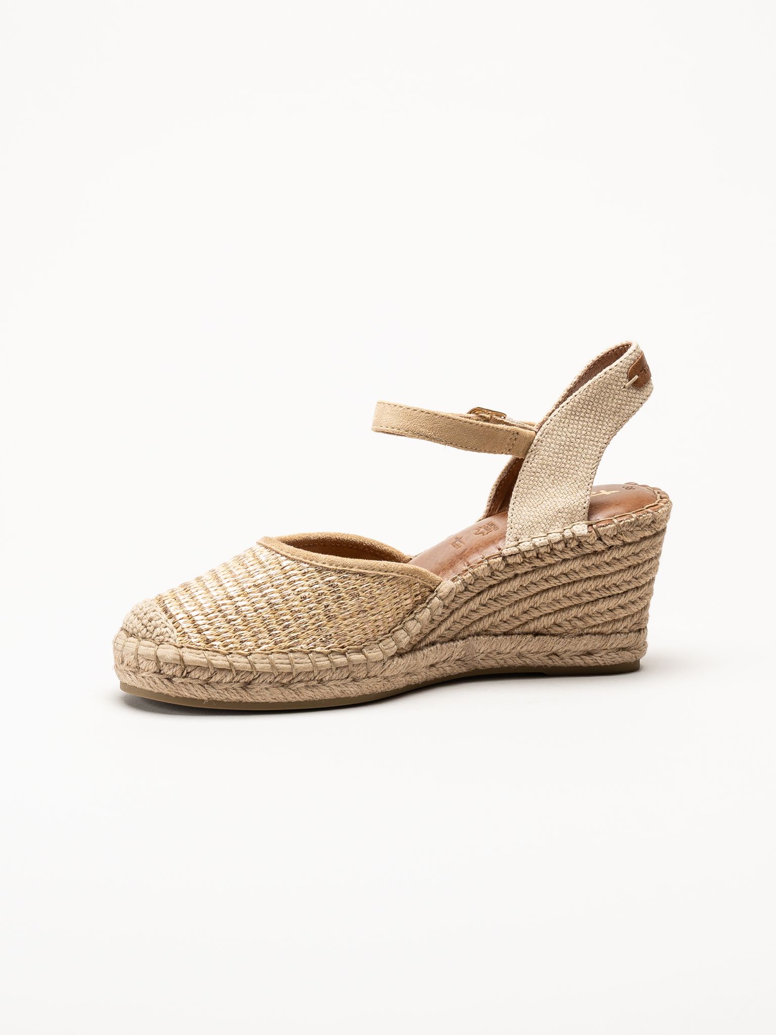 Tamaris - Guldiga espadrillos med kilklack