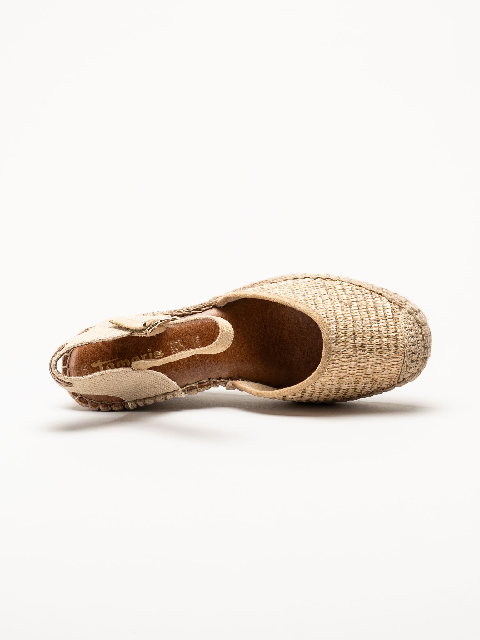 Tamaris - Guldiga espadrillos med kilklack